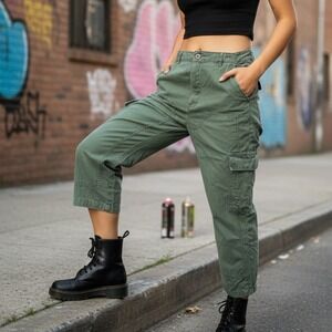 Universal Thread Cargo Pants Women Size 10 Green Utility Casual Recycled Cotton